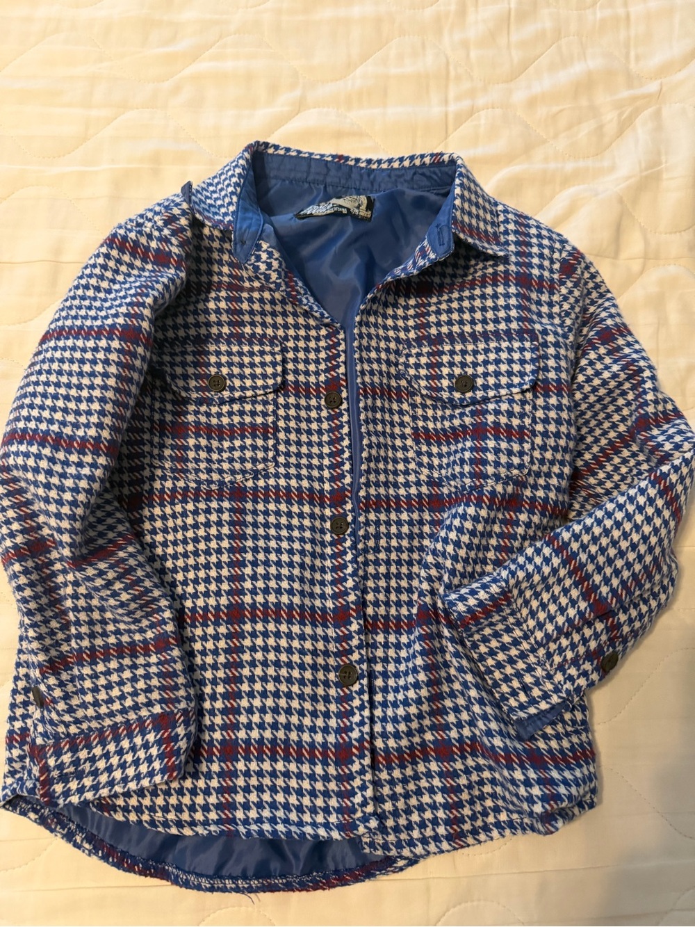 First Wave Blue and White Houndstooth Jacket with Red Windowpane